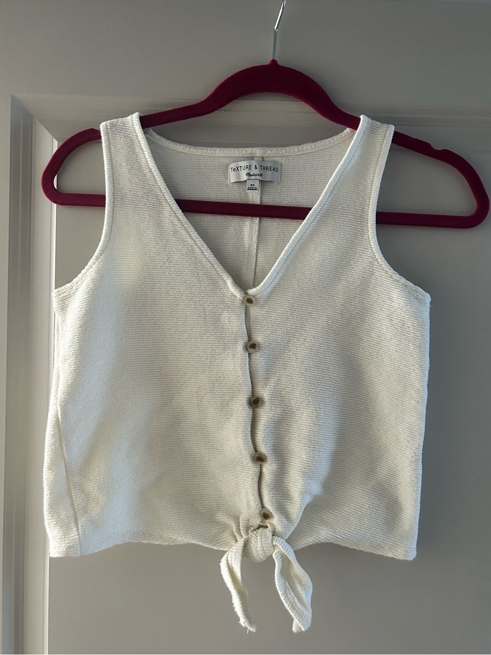 Madewell Texture & Thread Ivory Tie Front Tank Top XS 100% Cotton